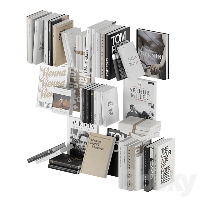 set of books 01- beige 3DSMax File - thumbnail 2