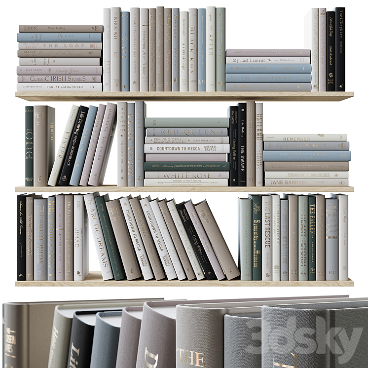 Set of books colored pastel colors 3DS Max Model - thumbnail 1