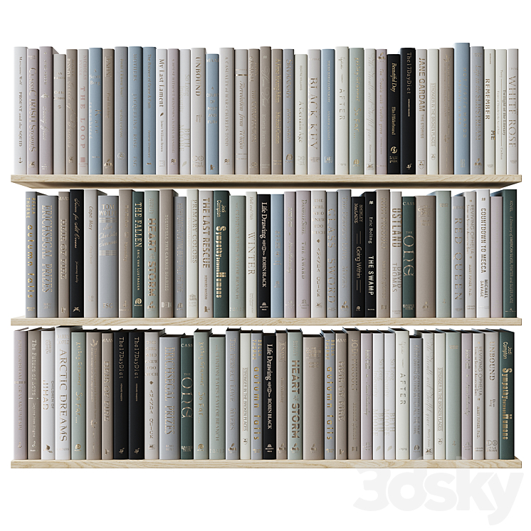 Set of books colored pastel colors 3DS Max Model - thumbnail 2