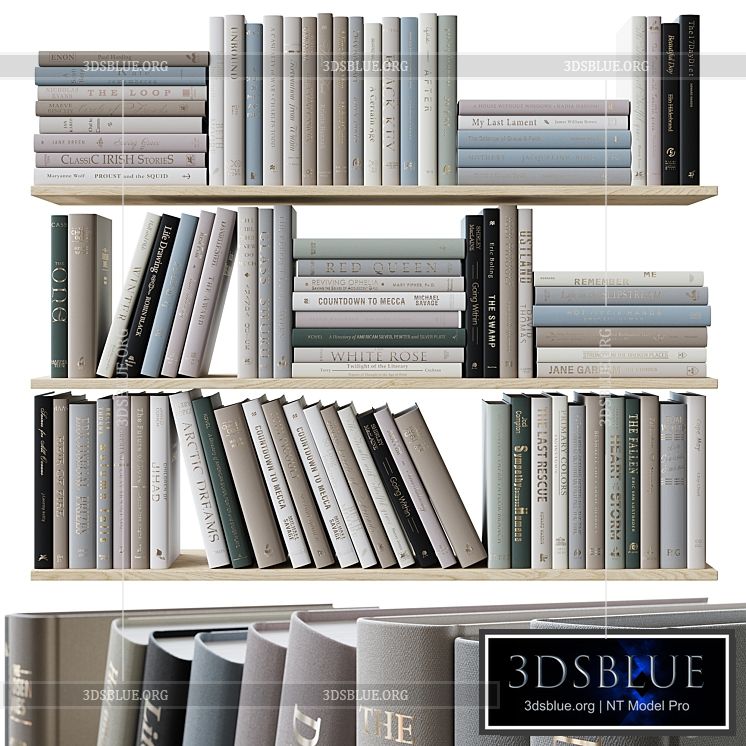 Set of books colored pastel colors 3DS Max - thumbnail 3