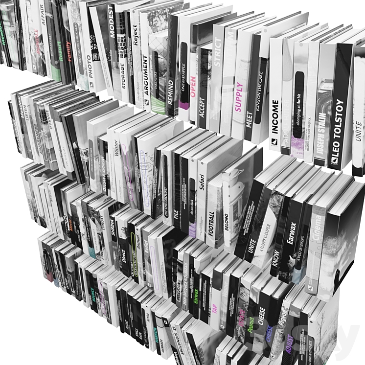 Set of books gray – 2-01 3DS Max - thumbnail 2