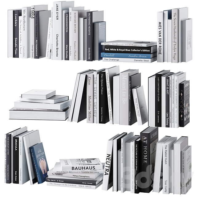 Set of books in gray tones 3DSMax File - thumbnail 1