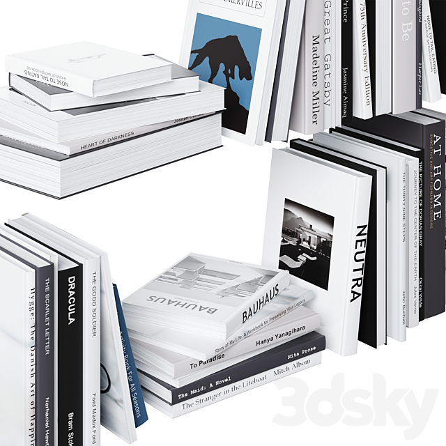 Set of books in gray tones 3DSMax File - thumbnail 2