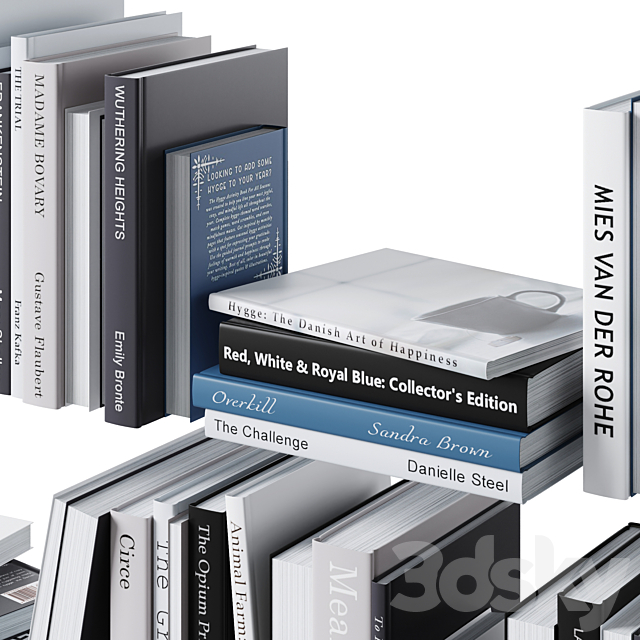 Set of books in gray tones 3DSMax File - thumbnail 4