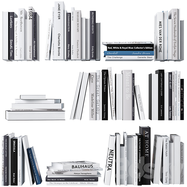 Set of books in gray tones 3DSMax File - thumbnail 5