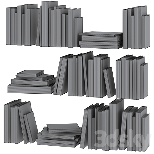 Set of books in gray tones 3DSMax File - thumbnail 6