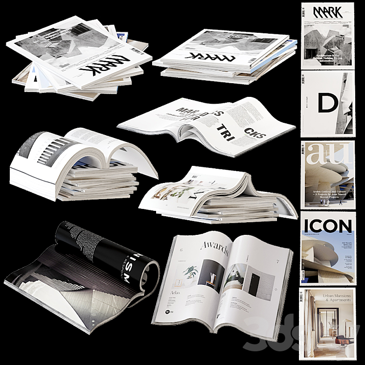 Set of wrapped and open journals 3DS Max - thumbnail 1