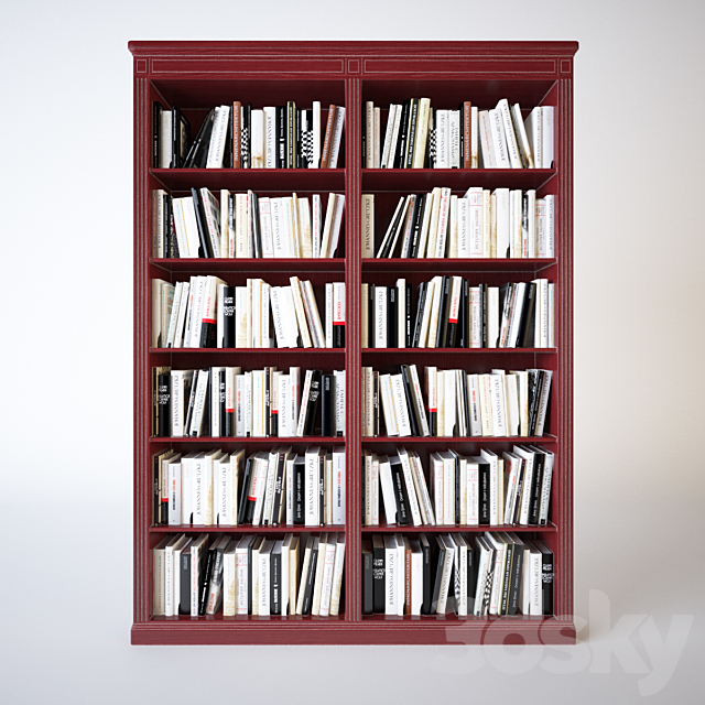 Shelves of books 3DS Max Model - thumbnail 2