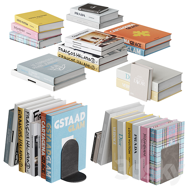 Zara Home Set of books 3ds Max - thumbnail 1