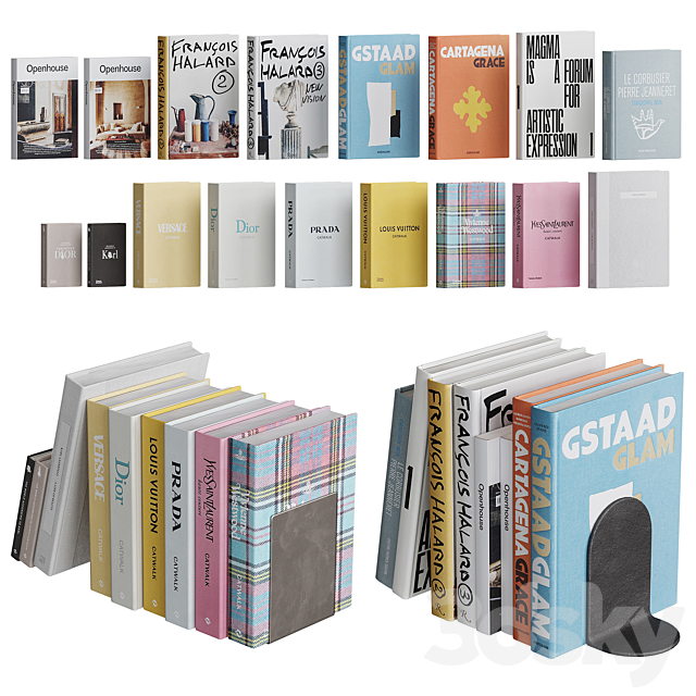 Zara Home Set of books 3ds Max - thumbnail 2