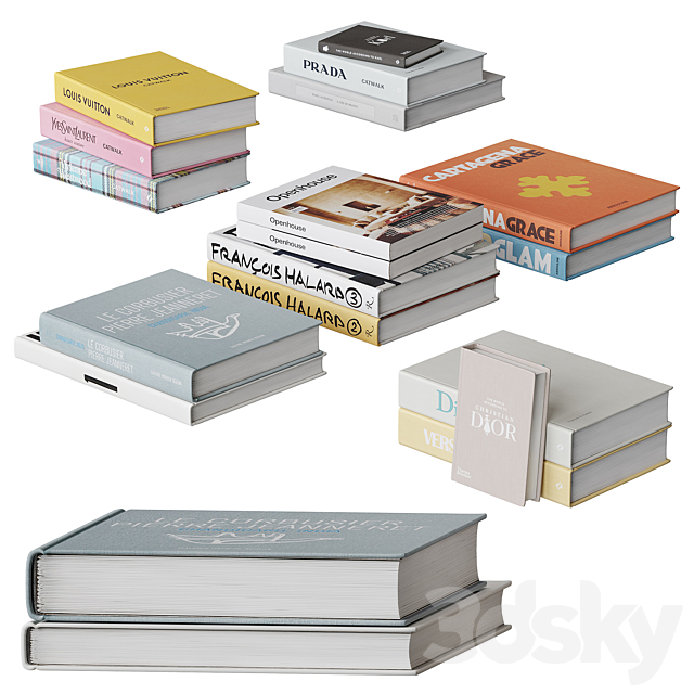 Zara Home Set of books 3ds Max - thumbnail 3