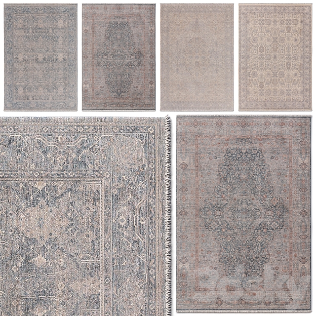 Benuta Juna Carpet Set Blue Beige Gray Multicolor Rug set 3ds Max - thumbnail 1