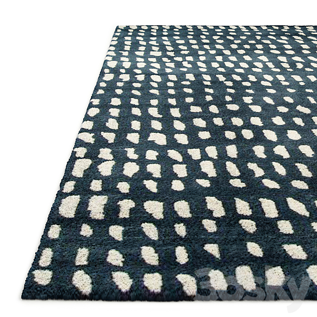 Boho Dots Blue Indoor Area Rug 3DS Max Model - thumbnail 2