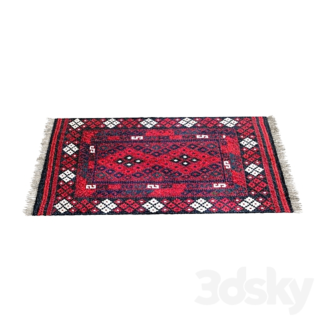 Burgundy kilim with rhombus 3DS Max Model - thumbnail 2