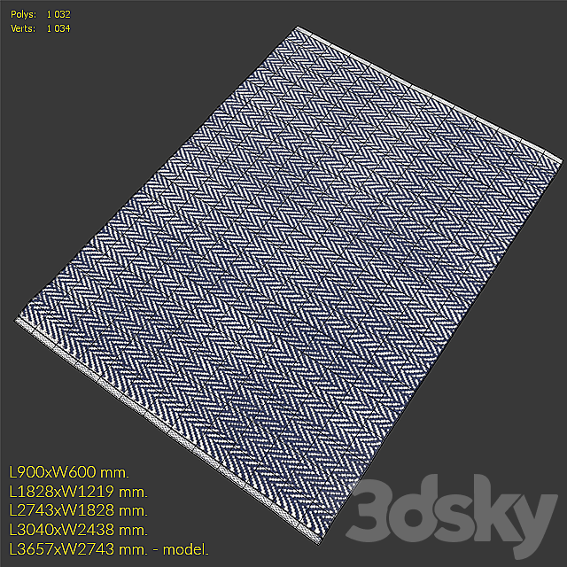 Carpet Dash & Albert Herringbone Indigo Woven Cotton Rug 3DSMax File - thumbnail 3