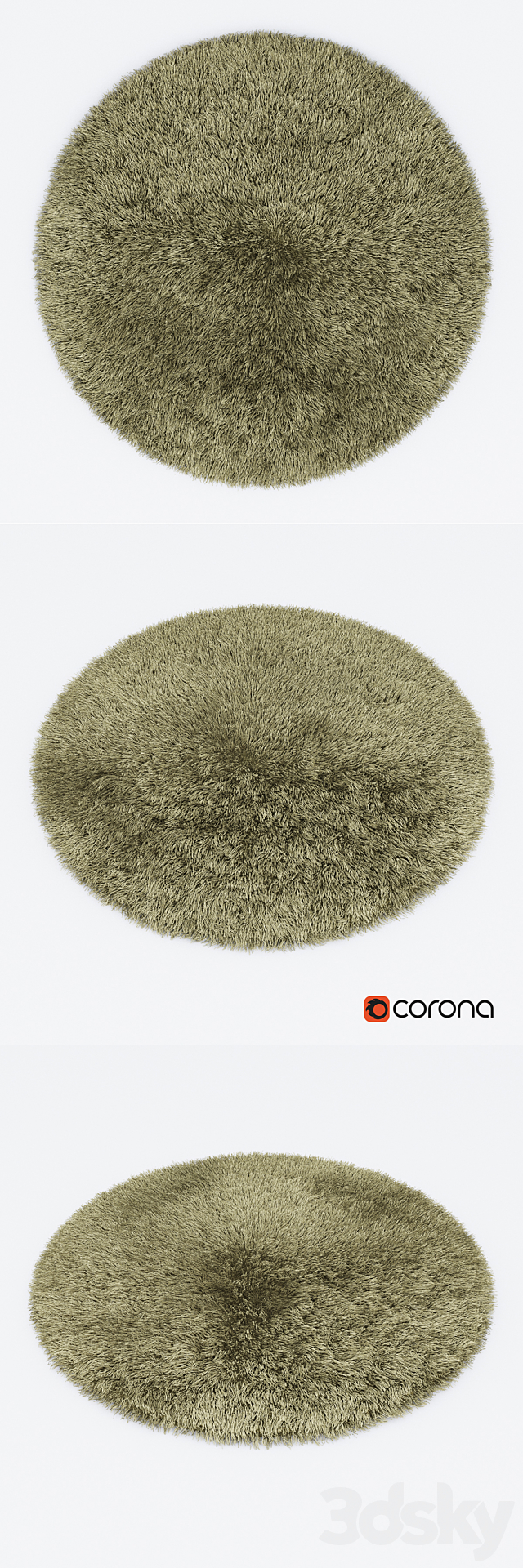 Carpet Snow H265-beige round 3DS Max Model - thumbnail 2