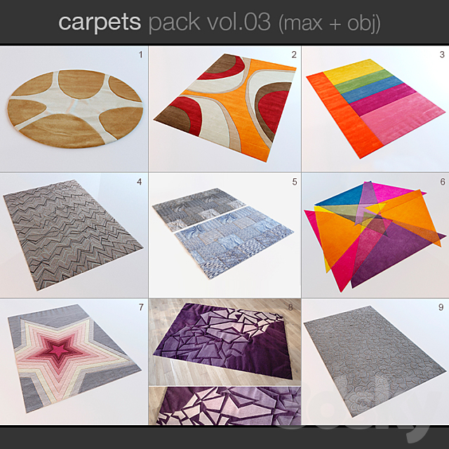 Carpets pack 3DS Max Model - thumbnail 2