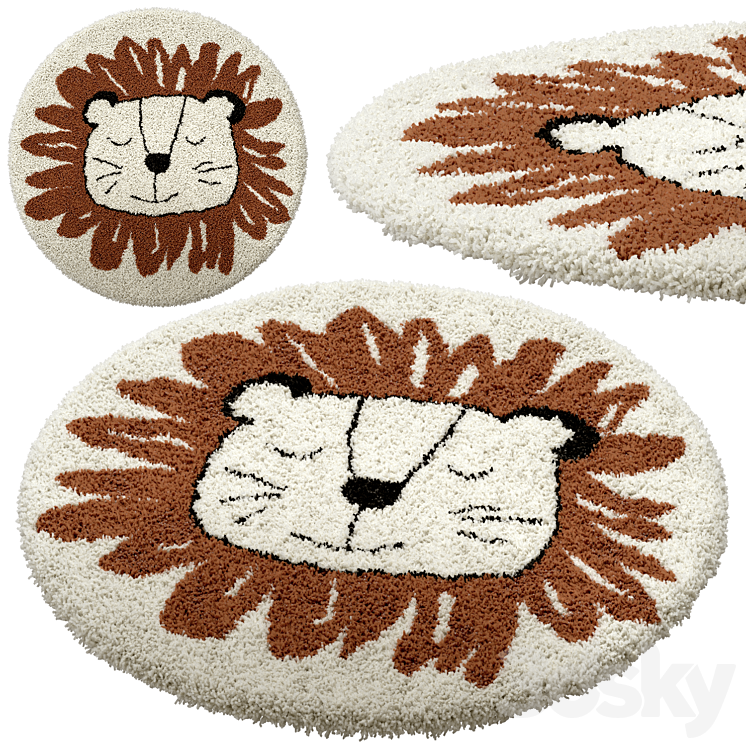 Children's round carpet with the image of a lion Syma 3DS Max Model - thumbnail 1