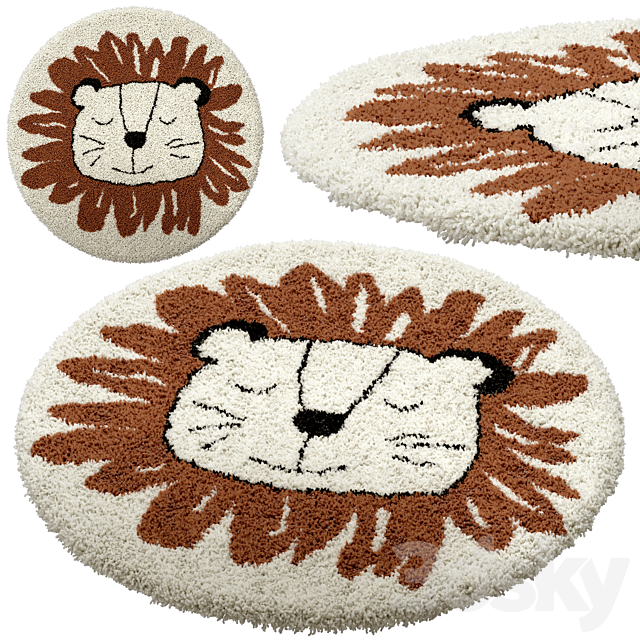 Children’s round carpet with the image of a lion Syma 3dsMax Model - thumbnail 1