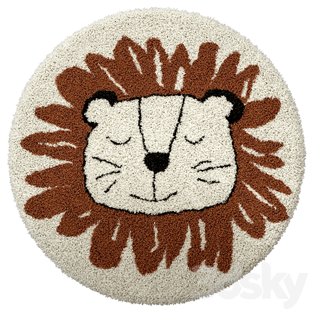 Children’s round carpet with the image of a lion Syma 3dsMax Model - thumbnail 2