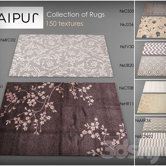 Collection Carpet Jaipur № 3 3DS Max Model - thumbnail 1