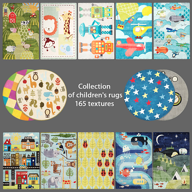 Collection of children’s carpets 3 3ds Max - thumbnail 1