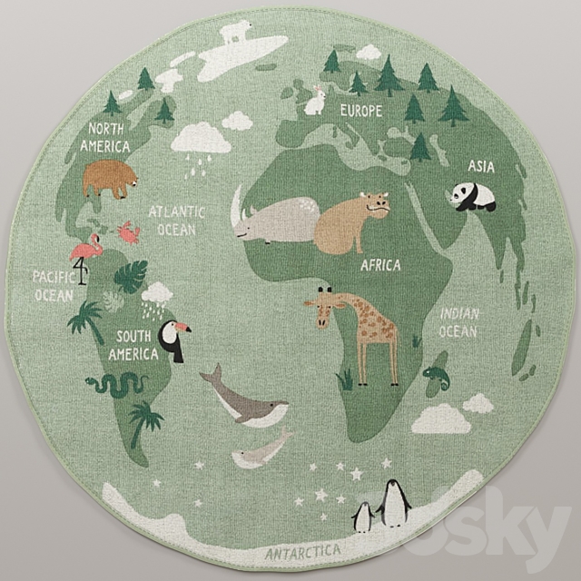 Cotton Mat World Map HM Home 3ds Max - thumbnail 1