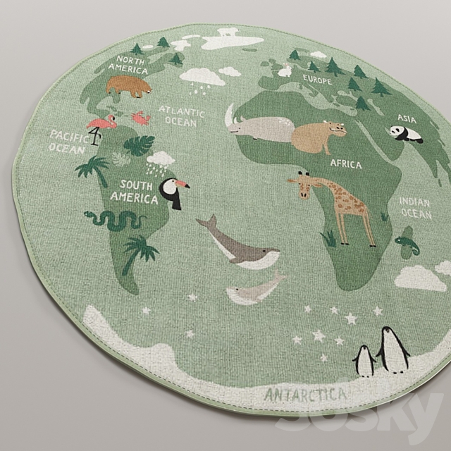 Cotton Mat World Map HM Home 3ds Max - thumbnail 2