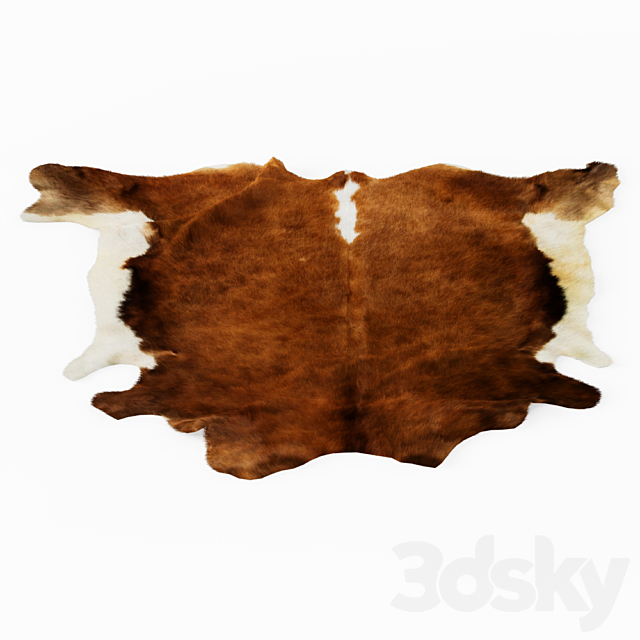 European Rug Cowhide Brown and White 3DS Max Model - thumbnail 2