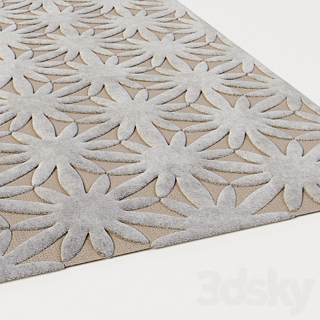 floral carpet-1 3DS Max Model - thumbnail 1