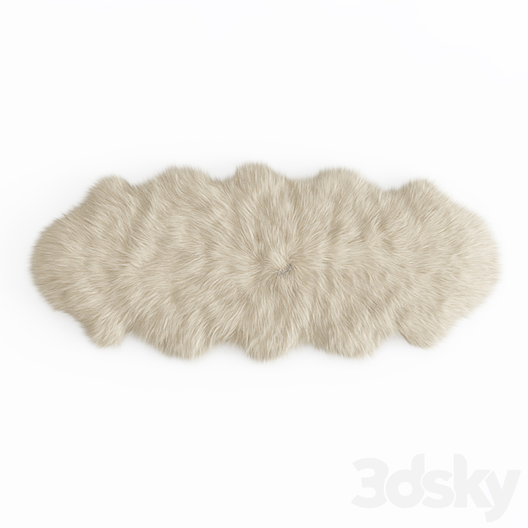 Fluffy decorative carpet made of Icelandic sheepskin fur 3DS Max Model - thumbnail 3