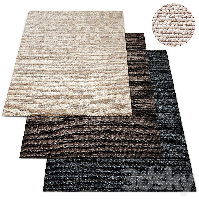 Hand-Braided Textured Wool Rug RH Collection 3DS Max Model - thumbnail 1