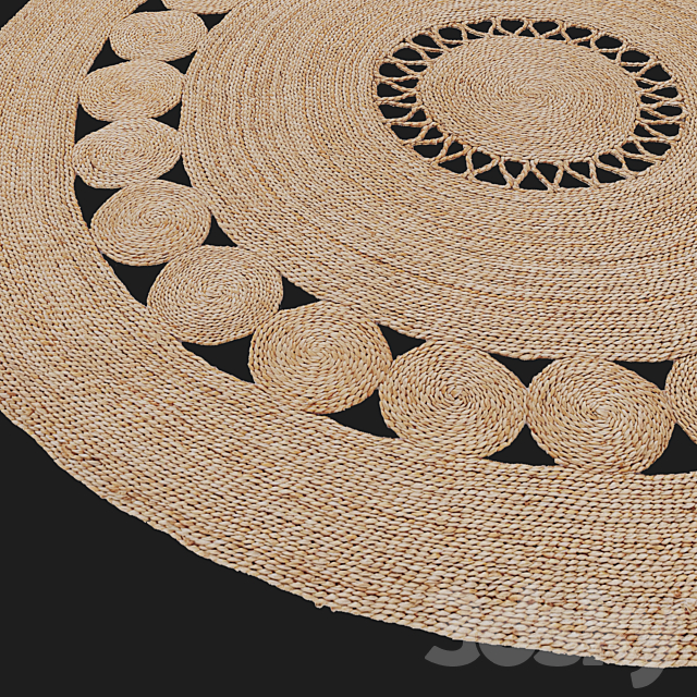 HM Home openwork jute rug 3DS Max Model - thumbnail 2