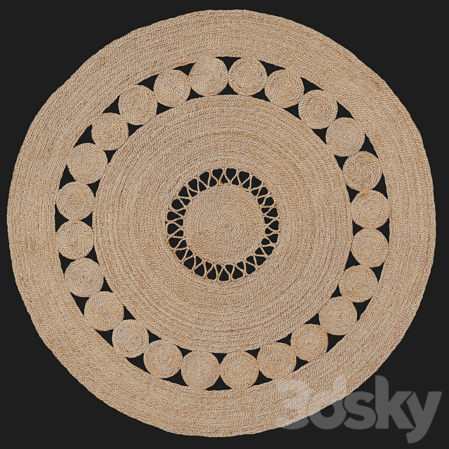 HM Home openwork jute rug 3DS Max Model - thumbnail 3