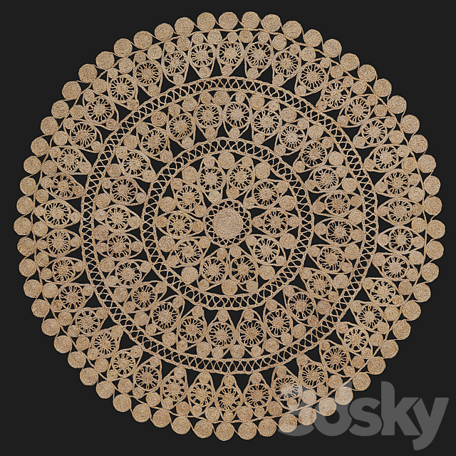 HM Home patterned jute rug 3ds Max - thumbnail 2