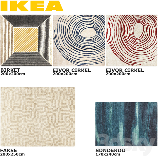 IKEA BIRKET EIVOR CIRKEL SONDEROD FAKSE RUG SET 3ds Max - thumbnail 2