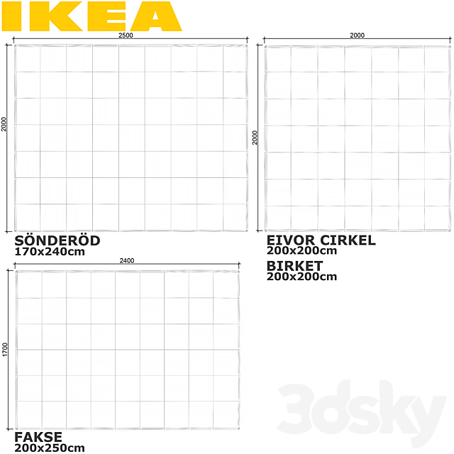 IKEA BIRKET EIVOR CIRKEL SONDEROD FAKSE RUG SET 3ds Max - thumbnail 3