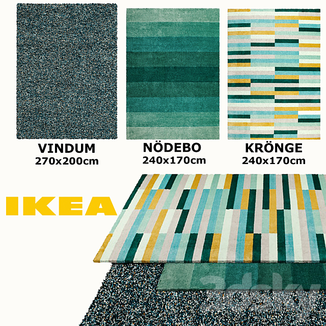 IKEA RUGS SET (VINDUM KRONGE NODEBO) 3DS Max Model - thumbnail 2