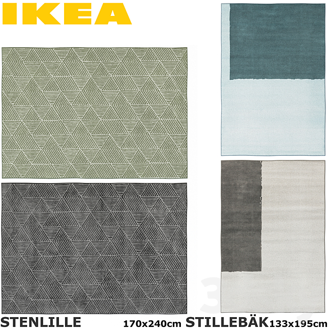 IKEA STILLEBAK STENLILLE RUG SET 3DS Max Model - thumbnail 2