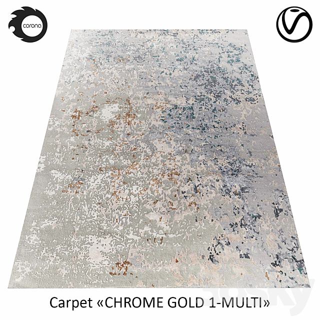 Indian wool rug “CHROME GOLD” 1-MULTI 3ds Max - thumbnail 1