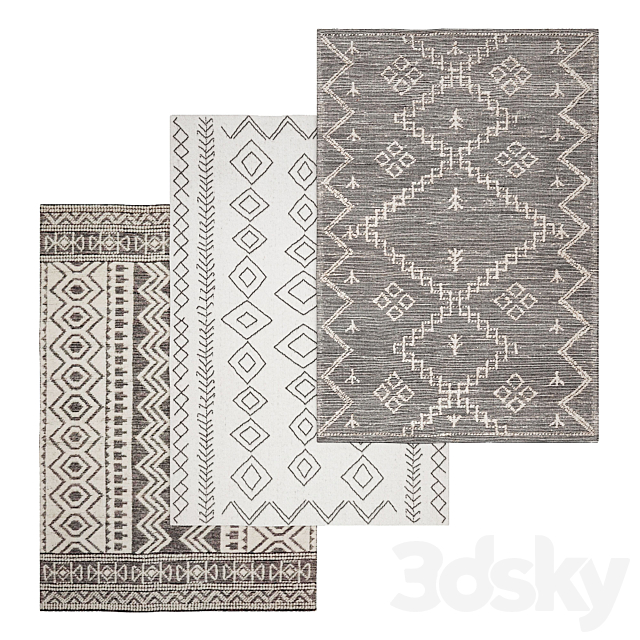 Ivory Flatweave Area Rug 3ds Max - thumbnail 1