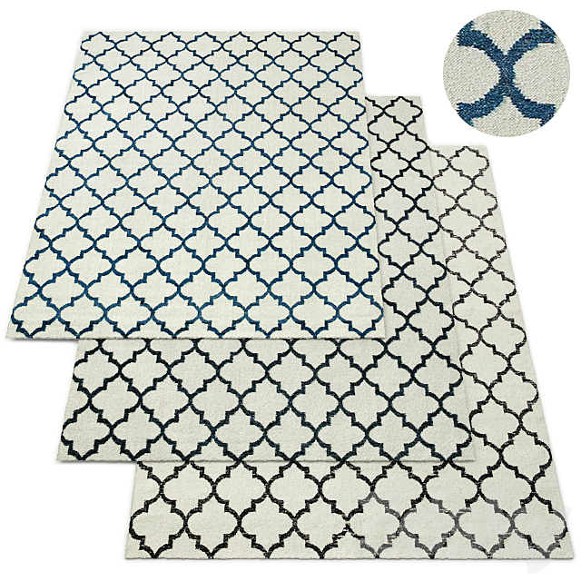 Moroccan Tile Flatweave Rug RH Collection 3ds Max - thumbnail 1