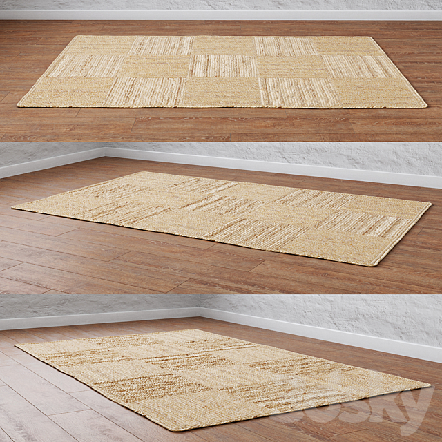 Natural Checker Braided Jute Rug 3ds Max - thumbnail 2