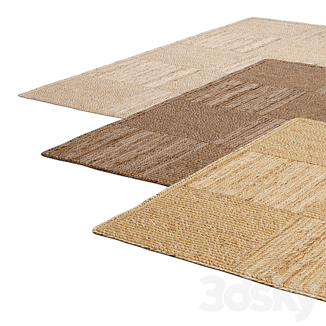 Natural Checker Braided Jute Rug 3ds Max - thumbnail 3