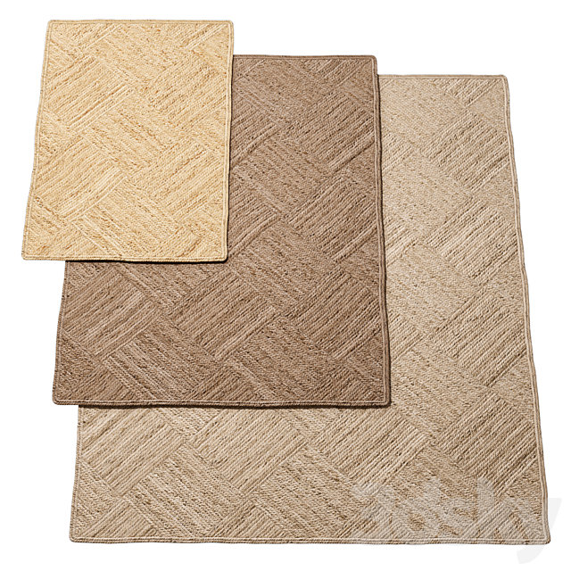 Natural Diagonal Checker Braided Jute Rug 3ds Max - thumbnail 1