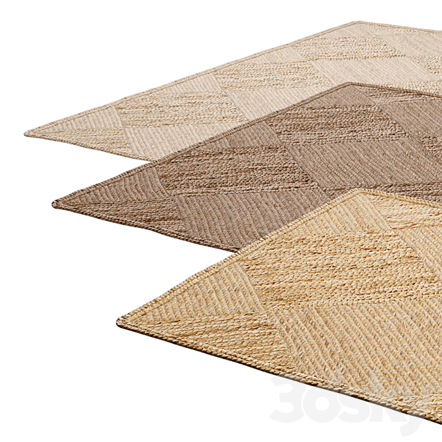 Natural Diagonal Checker Braided Jute Rug 3ds Max - thumbnail 3