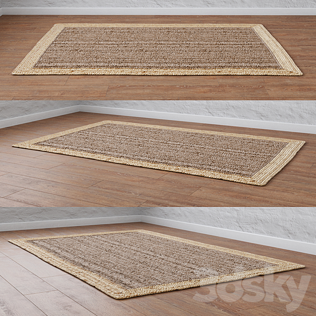 Natural Framed Braided Jute Rug 3ds Max - thumbnail 2