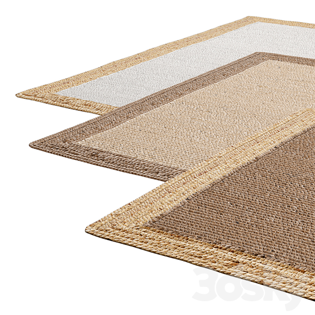 Natural Framed Braided Jute Rug 3ds Max - thumbnail 3