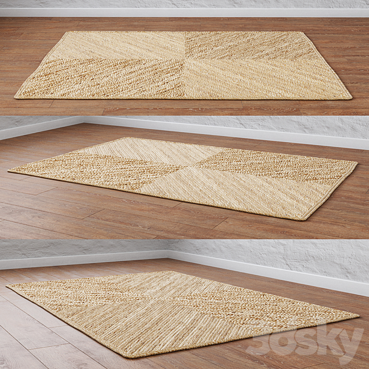 Natural X-shape Braided Jute Rug 3DS Max Model - thumbnail 2