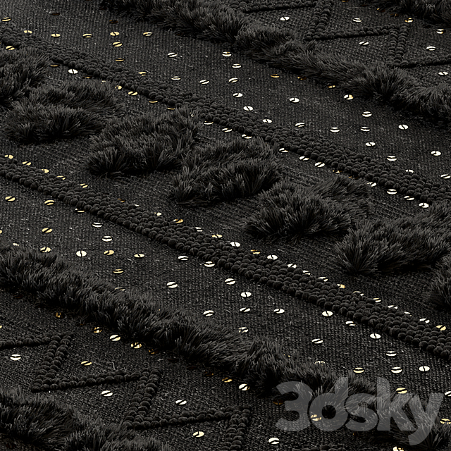 nuLOOM Black Wool Raised Geometric Shag Rug 3ds Max - thumbnail 2